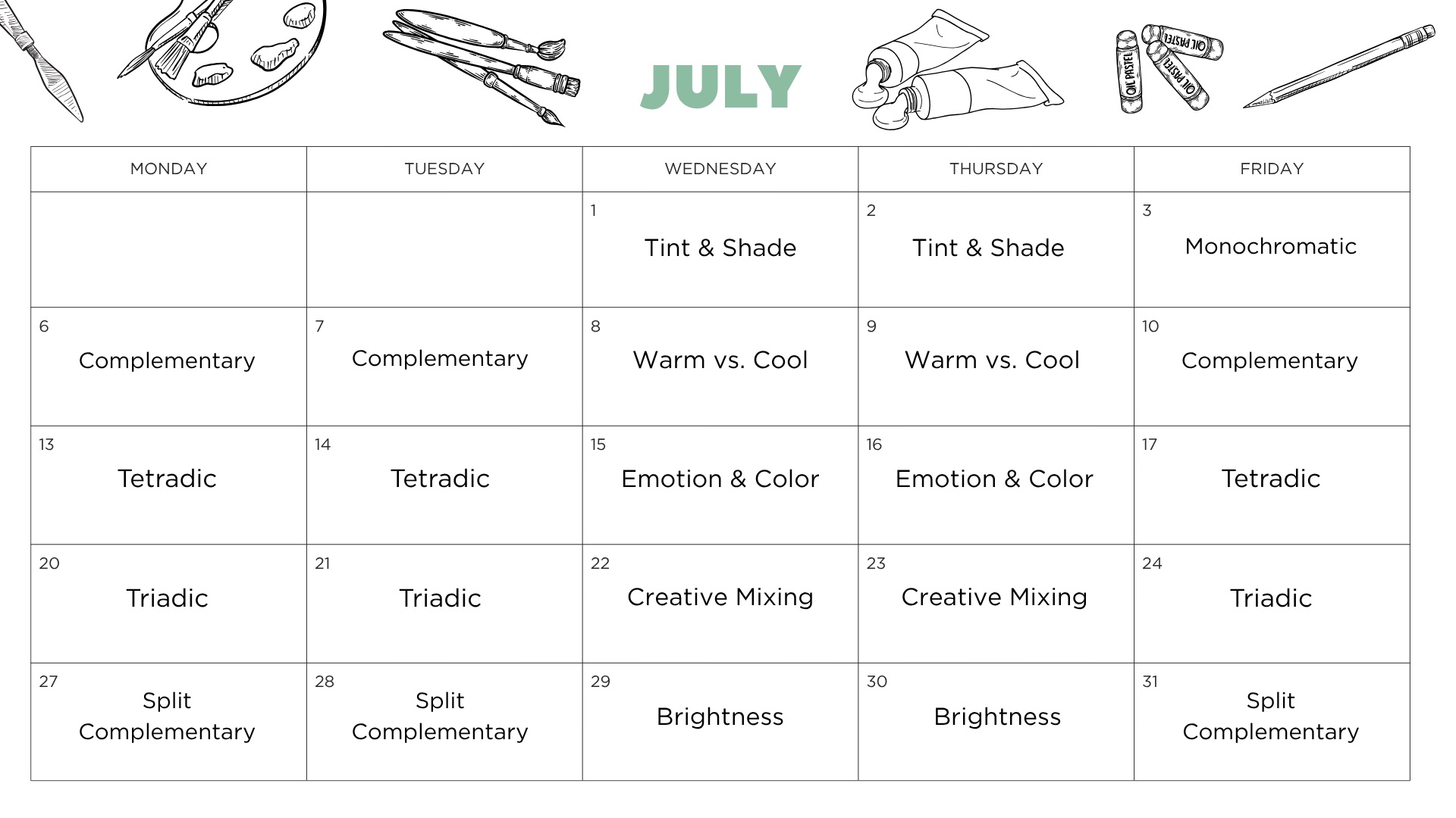 July lesson plan