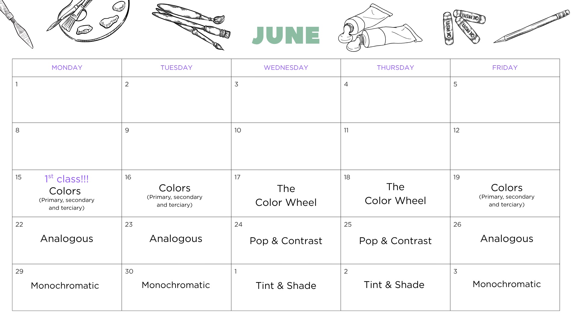 June lesson plan